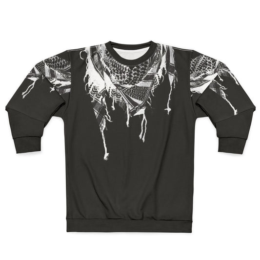 Palestinian Keffiye Sweatshirt with Minimalist Black and White Design