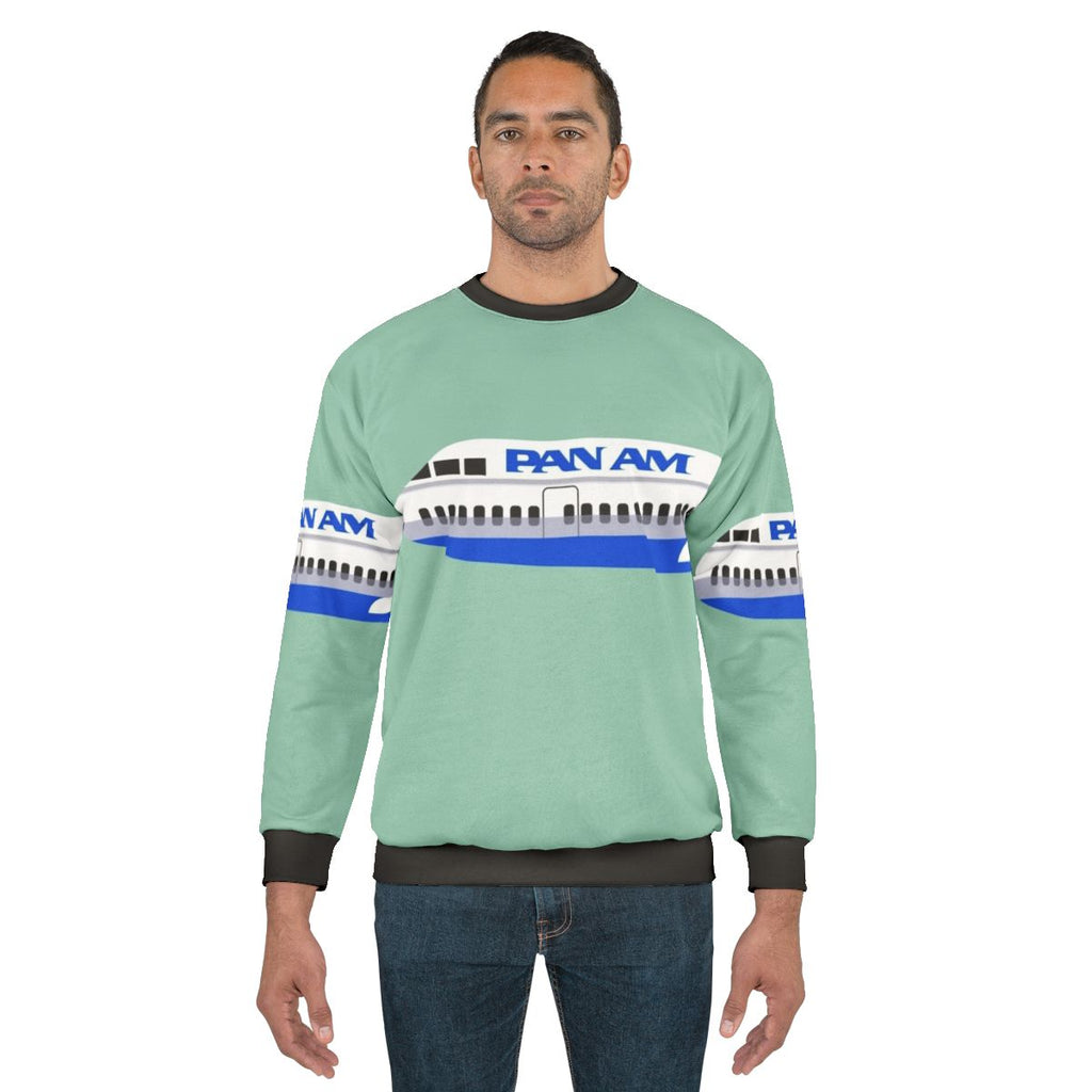Vintage Pan Am airplane sweatshirt with retro airline logo
