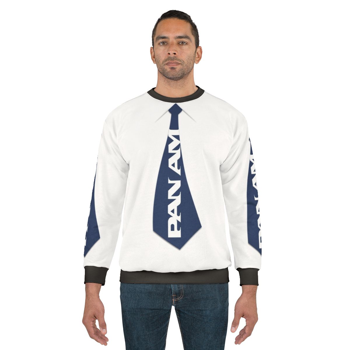 Vintage Pan Am Necktie Sweatshirt with Retro Airline Fanart Design
