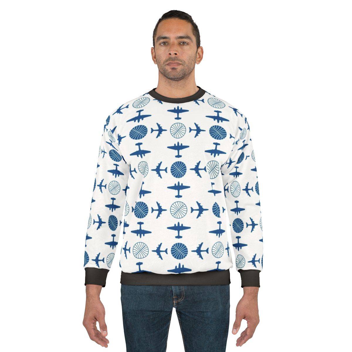 Vintage Pan Am Plane Icon Pattern Sweatshirt