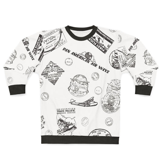 Vintage Pan Am Travel Stamps Pattern Sweatshirt