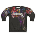 Paradise Corrupt Sweatshirt featuring glitch floral sci-fi botanical design