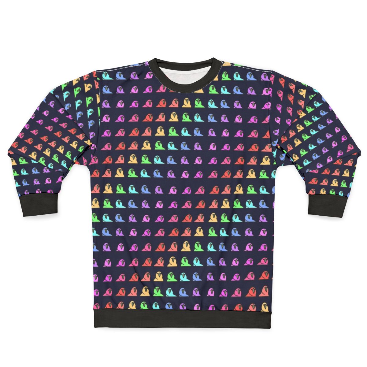 Colorful sweatshirt with party parrot rainbow design