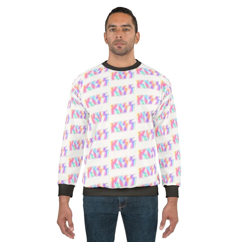 Pastel tie dye Kiss the Band logo sweatshirt