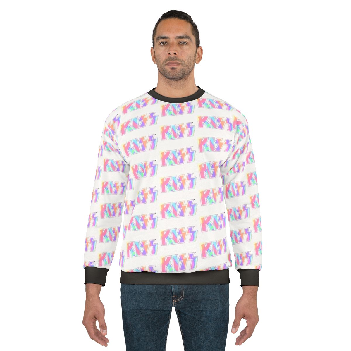 Pastel tie dye Kiss the Band logo sweatshirt