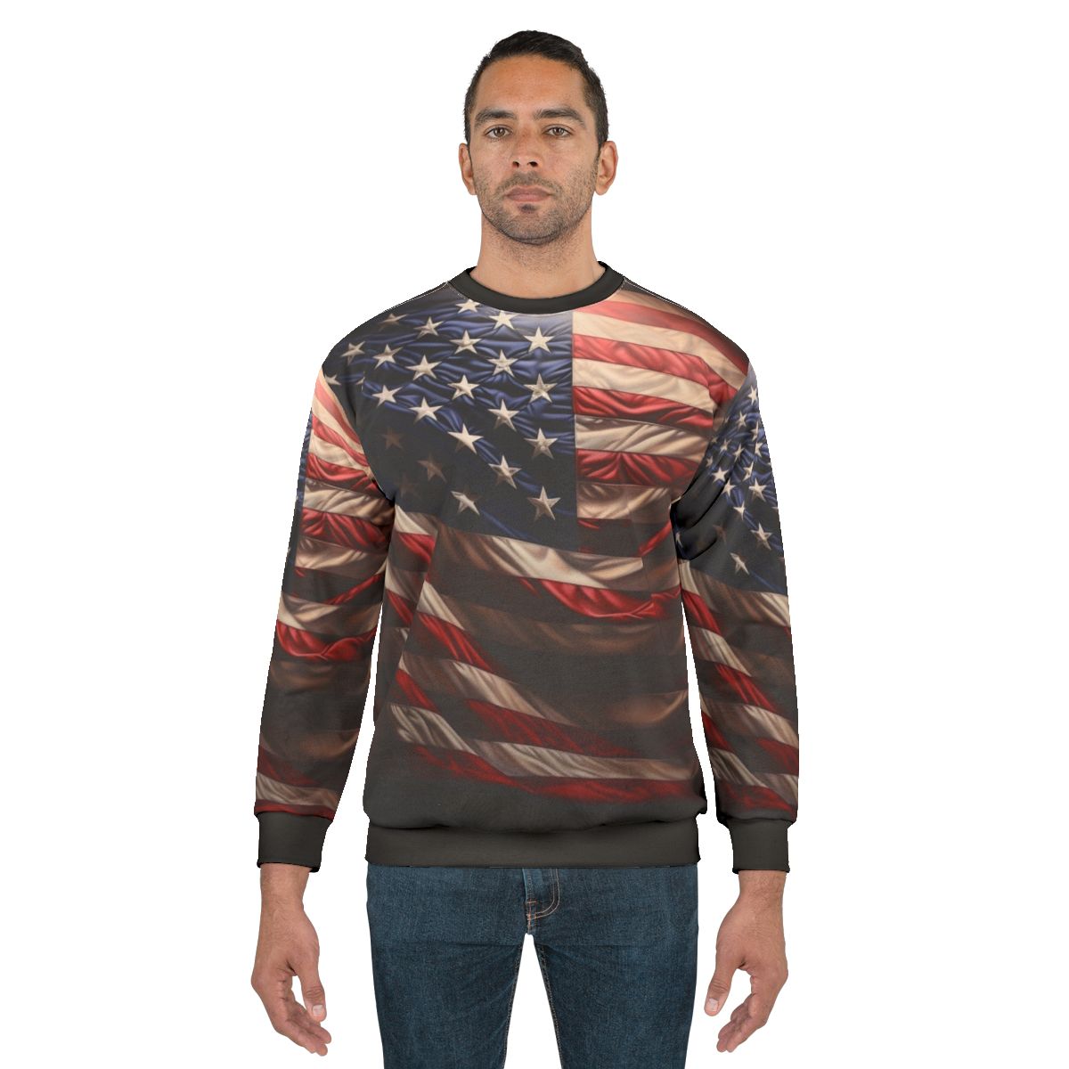 Patriotic American flag digital print sweatshirt