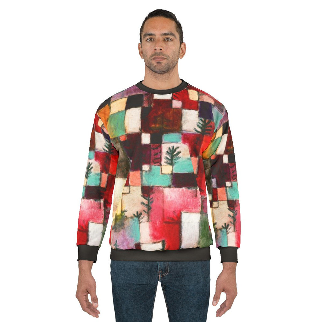 Modernist art sweatshirt featuring Paul Klee's abstract artwork