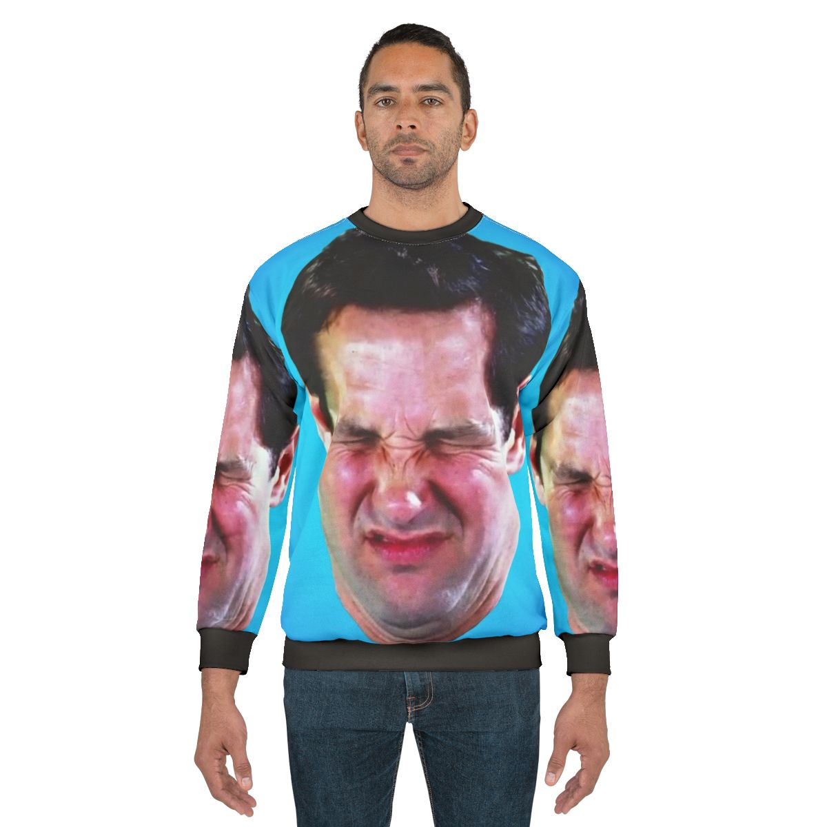 Paul Rudd working hard on his computer wearing a Tayne sweatshirt