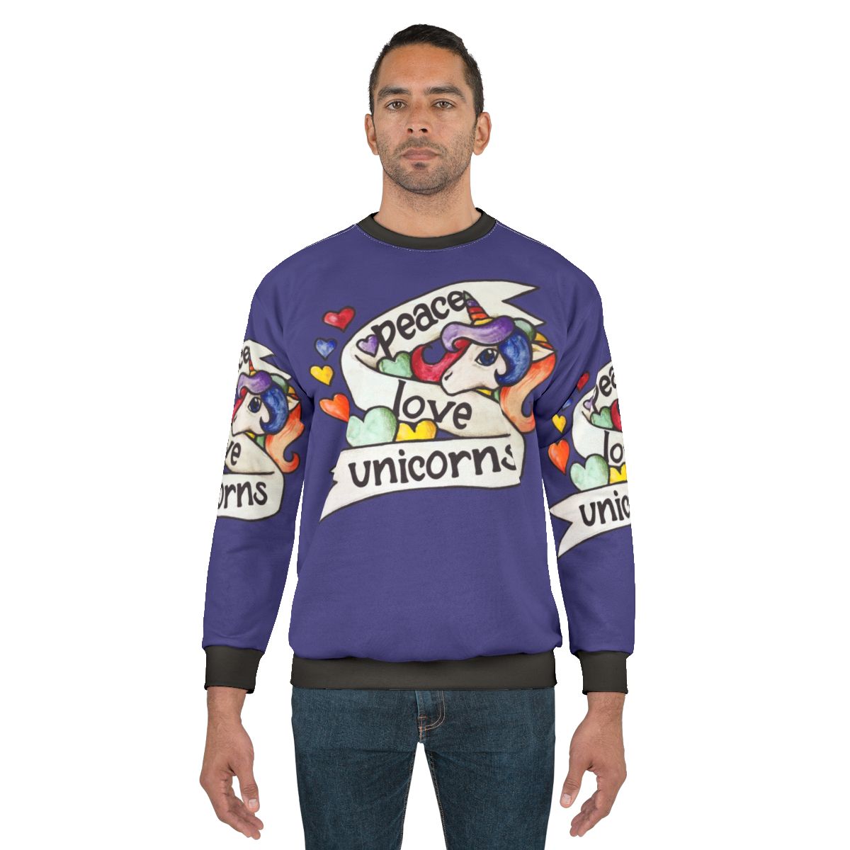 Retro Peace Love Unicorns Sweatshirt 2 - Cute 80s Legendary Animal Apparel