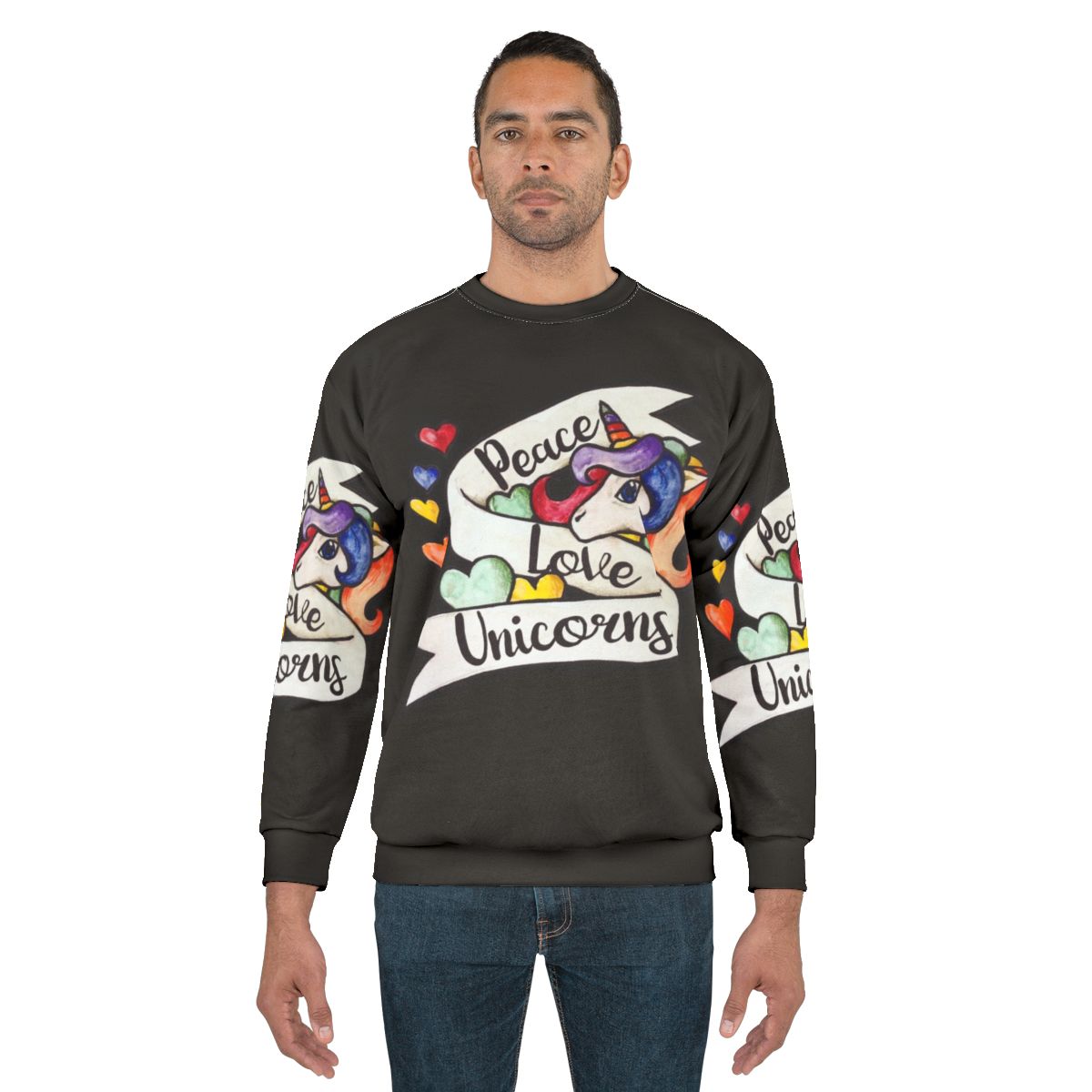 Peace Love Unicorns Retro Sweatshirt with Cute Unicorn Design