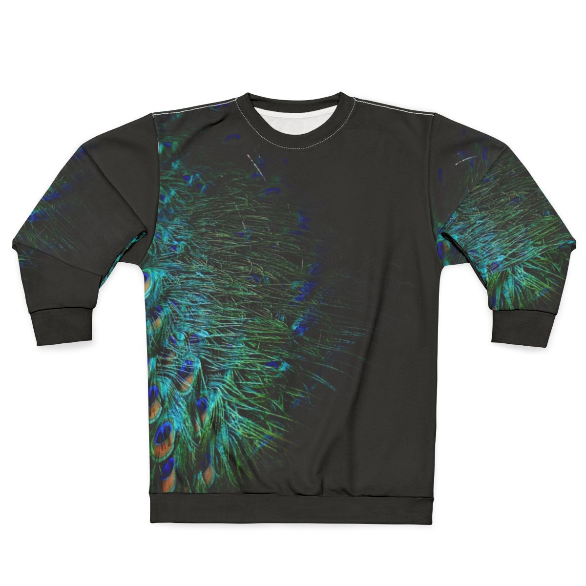 Peacock feather sweatshirt with abstract peacock design