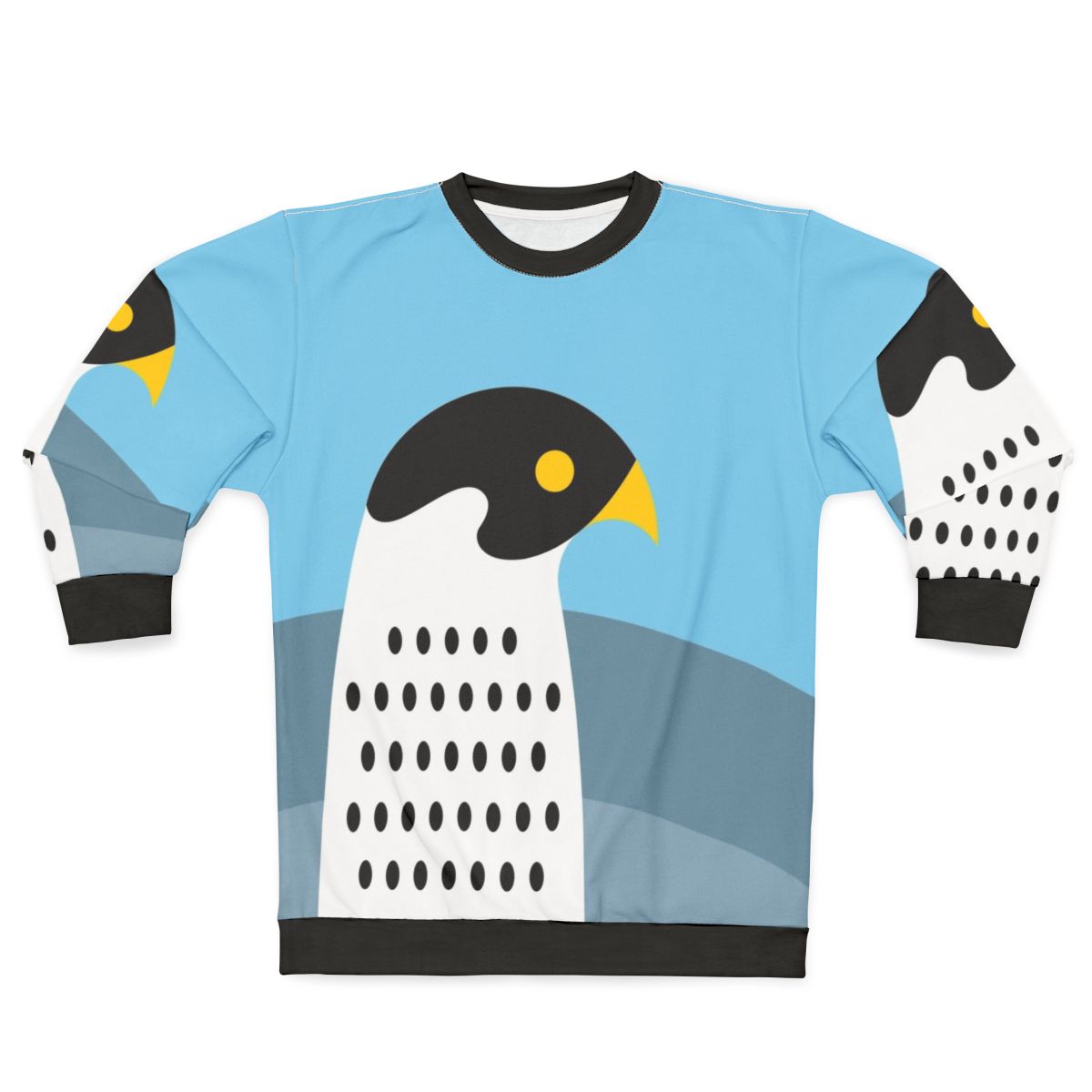 Peregrine falcon soaring in blue sky abstract geometric design sweatshirt