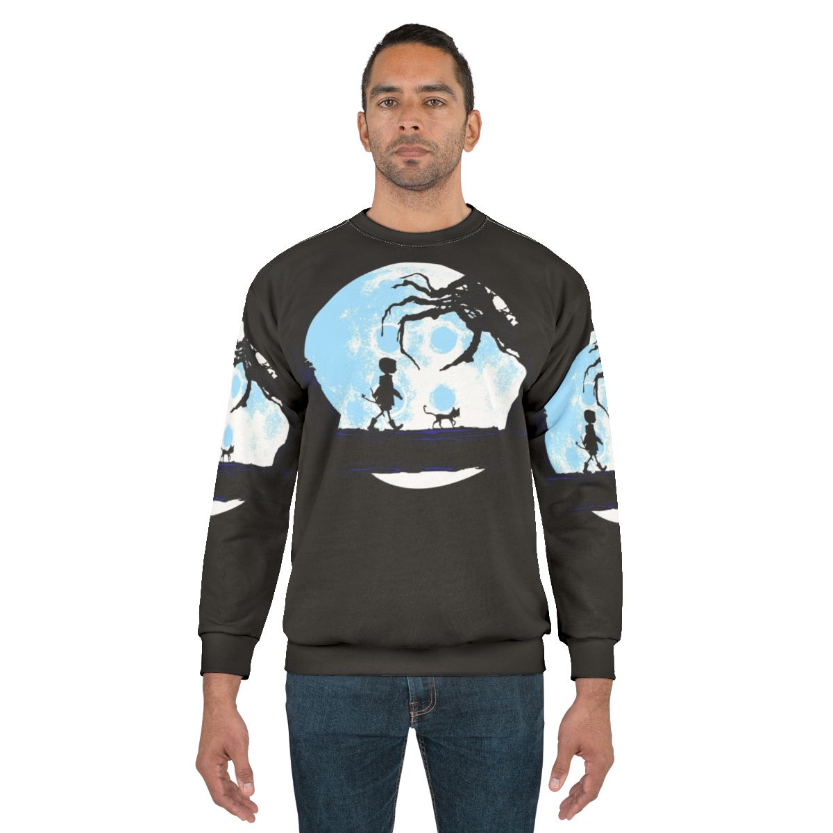 Retro moonwalk sci-fi sweatshirt with classic movie and cartoon inspired graphics