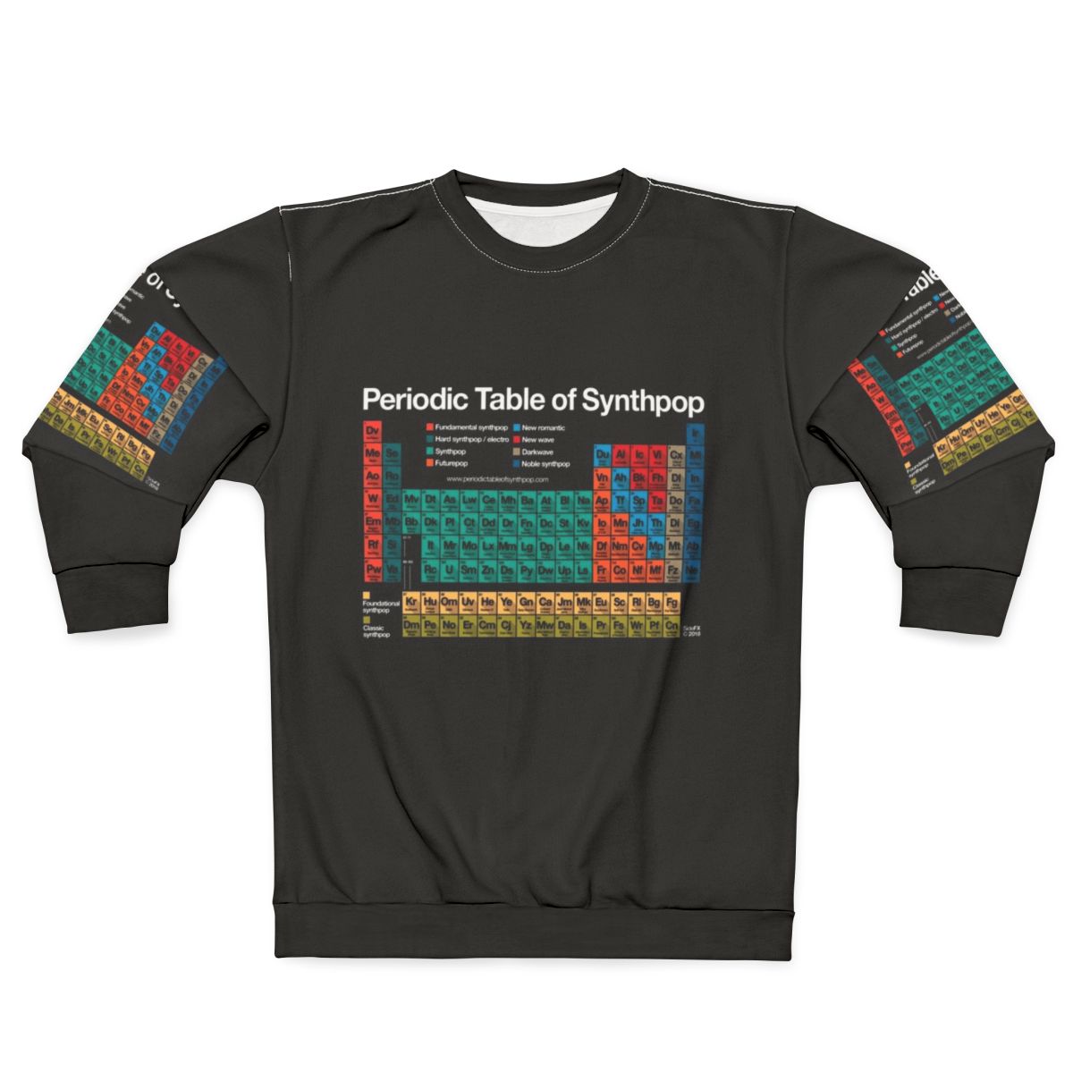Periodic table of synthpop dark background sweatshirt