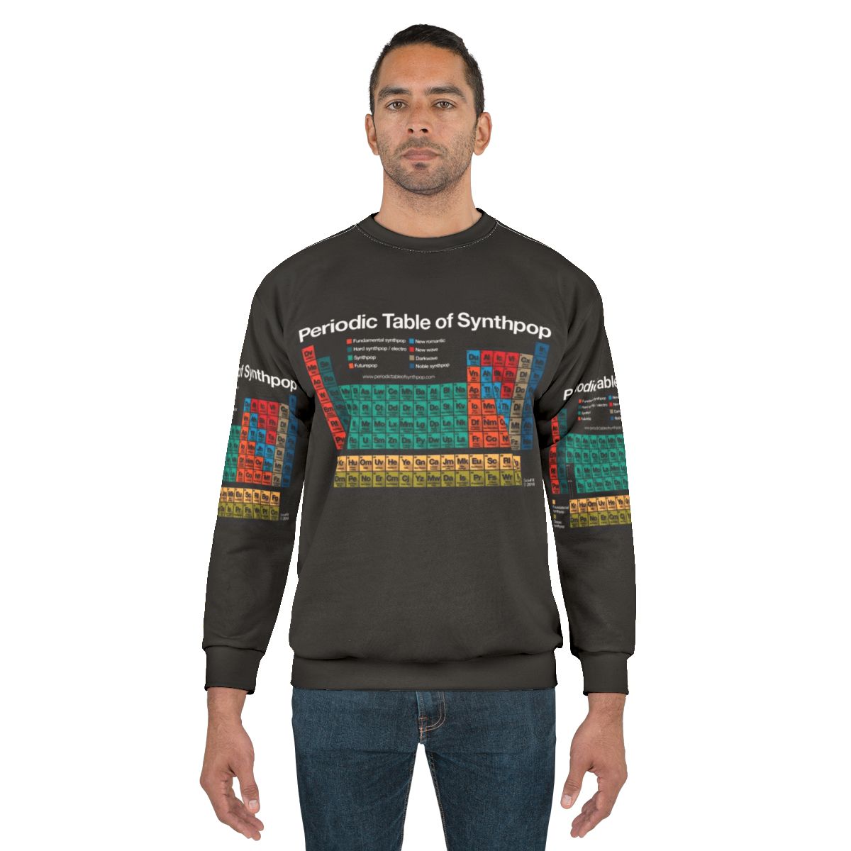 Periodic table of synthpop dark background sweatshirt