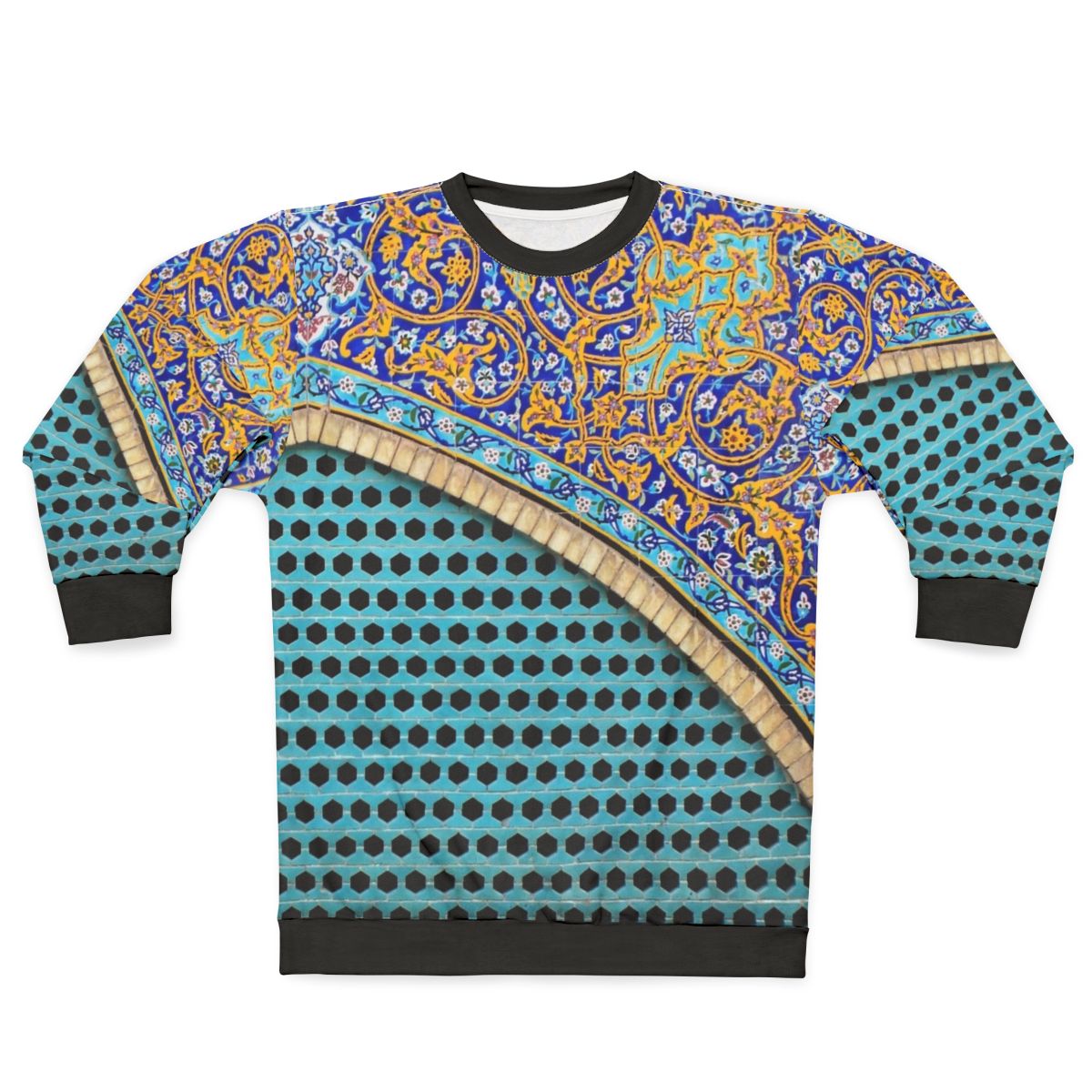 Persian Tiles Sweatshirt with Vibrant Blue and Ornate Design