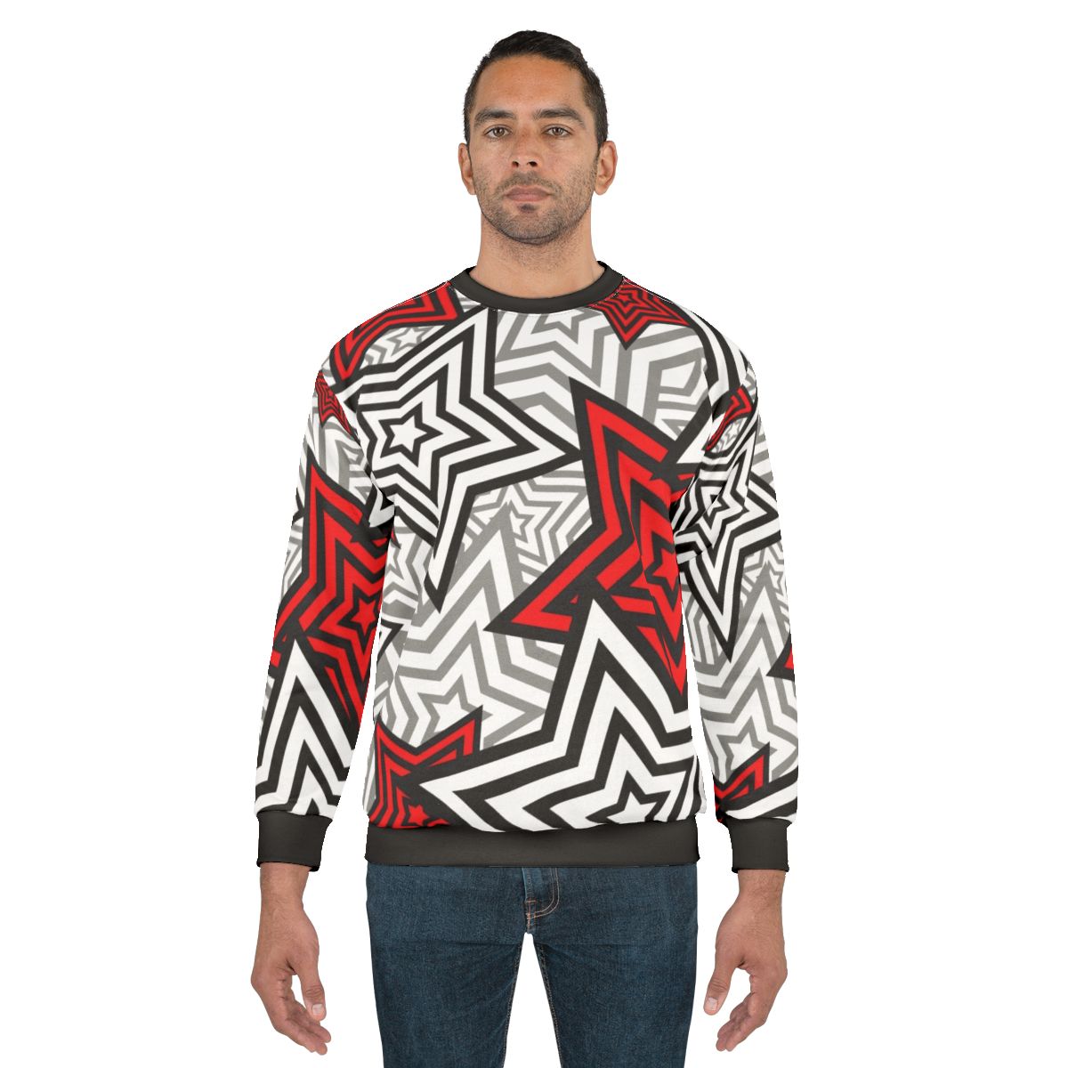 Persona 5 striped sweatshirt featuring star background