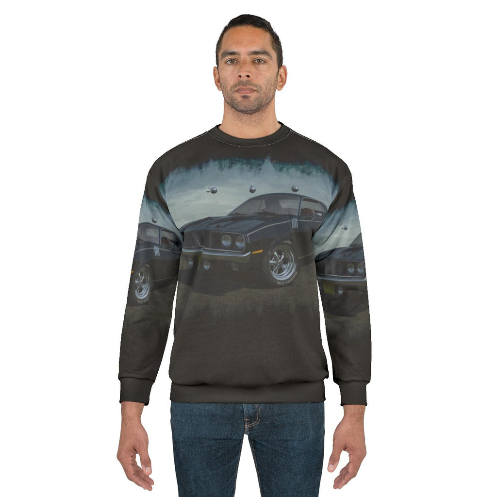 Phantasm Cuda Sweatshirt featuring the iconic Barracuda car from the horror movie Phantasm