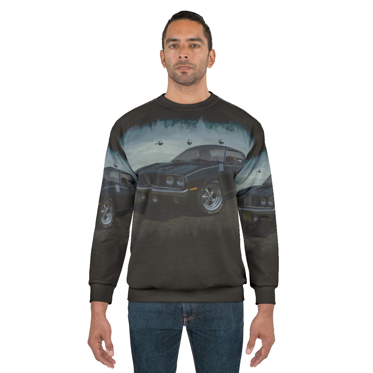 Phantasm Cuda Sweatshirt featuring the iconic Barracuda car from the horror movie Phantasm
