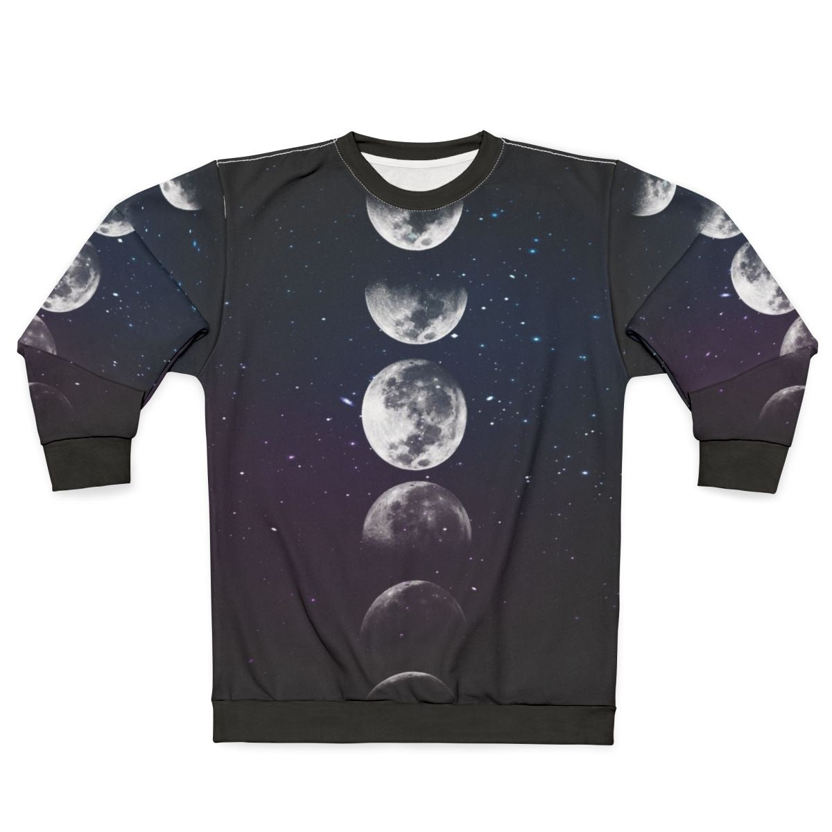 Phases of the Moon Sweatshirt with Cosmic Space Design