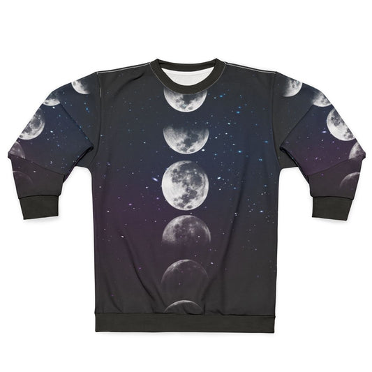Phases of the Moon Sweatshirt with Cosmic Space Design