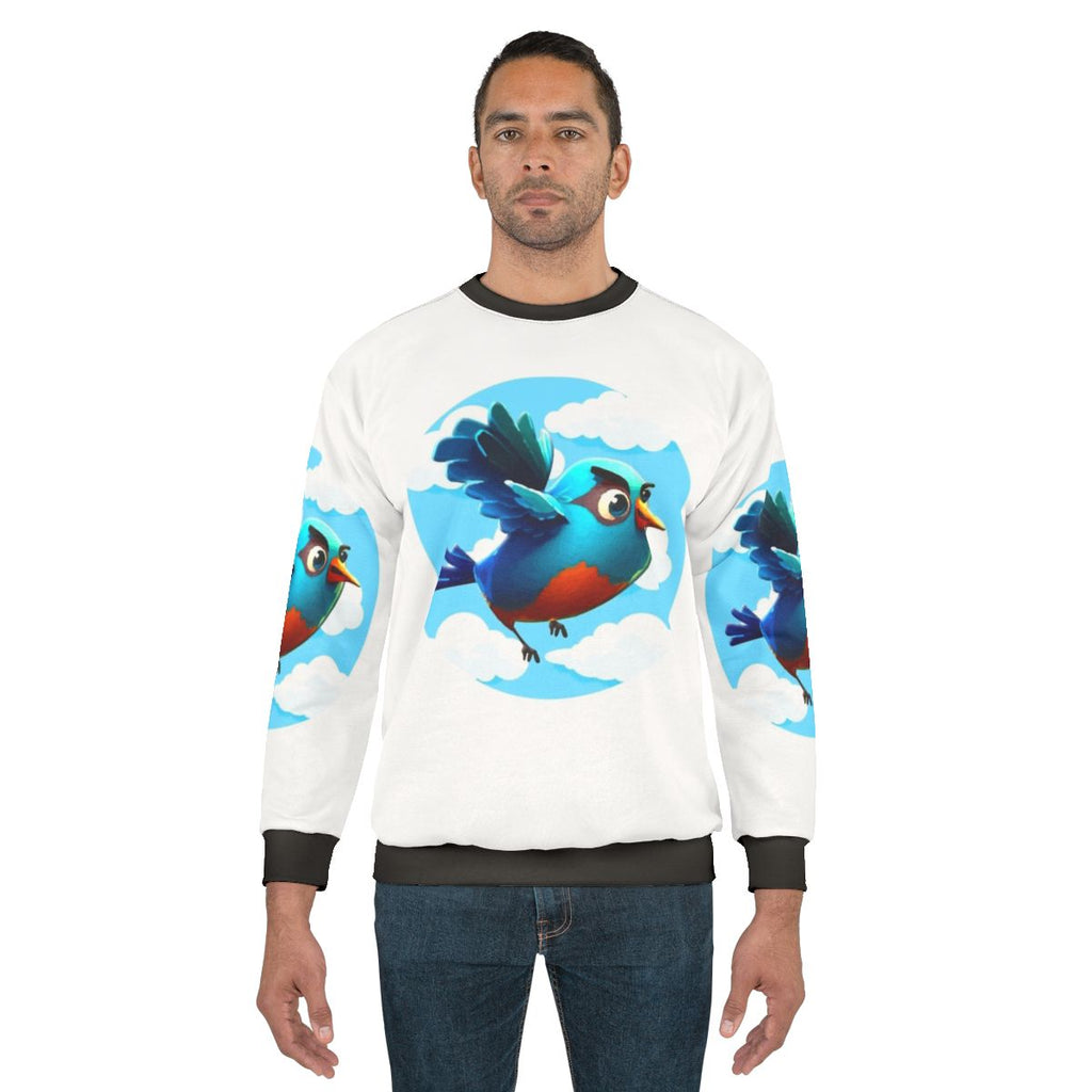 Phoenix chick in training sweatshirt with elegant mythical design