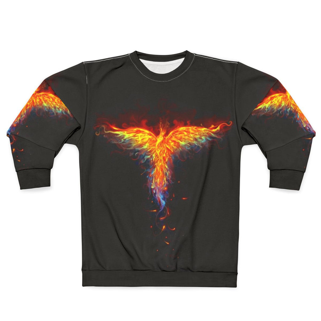Phoenix Sweatshirt with Flames and Feathers