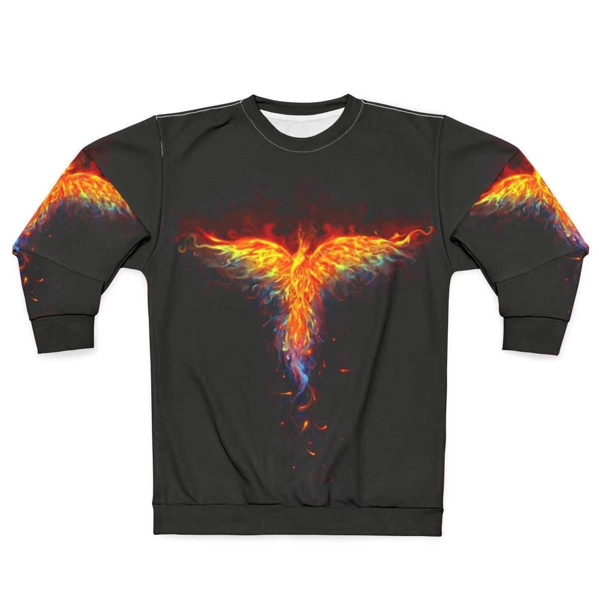Phoenix Sweatshirt with Flames and Feathers