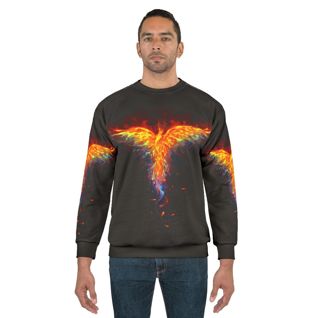 Phoenix Sweatshirt with Flames and Feathers