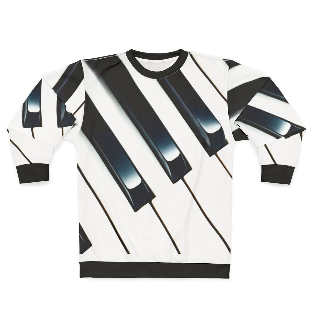 Piano keys sweatshirt with an abstract, artistic design