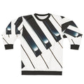 Piano keys sweatshirt with an abstract, artistic design