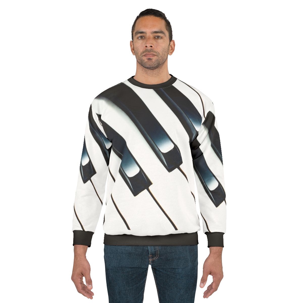 Piano keys sweatshirt with an abstract, artistic design