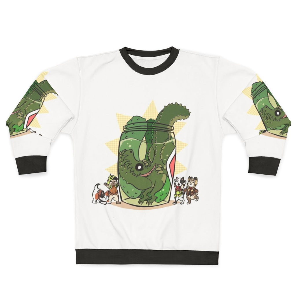Cute Pickle Monster Sweatshirt featuring Deviljho from the Monster Hunter video game series