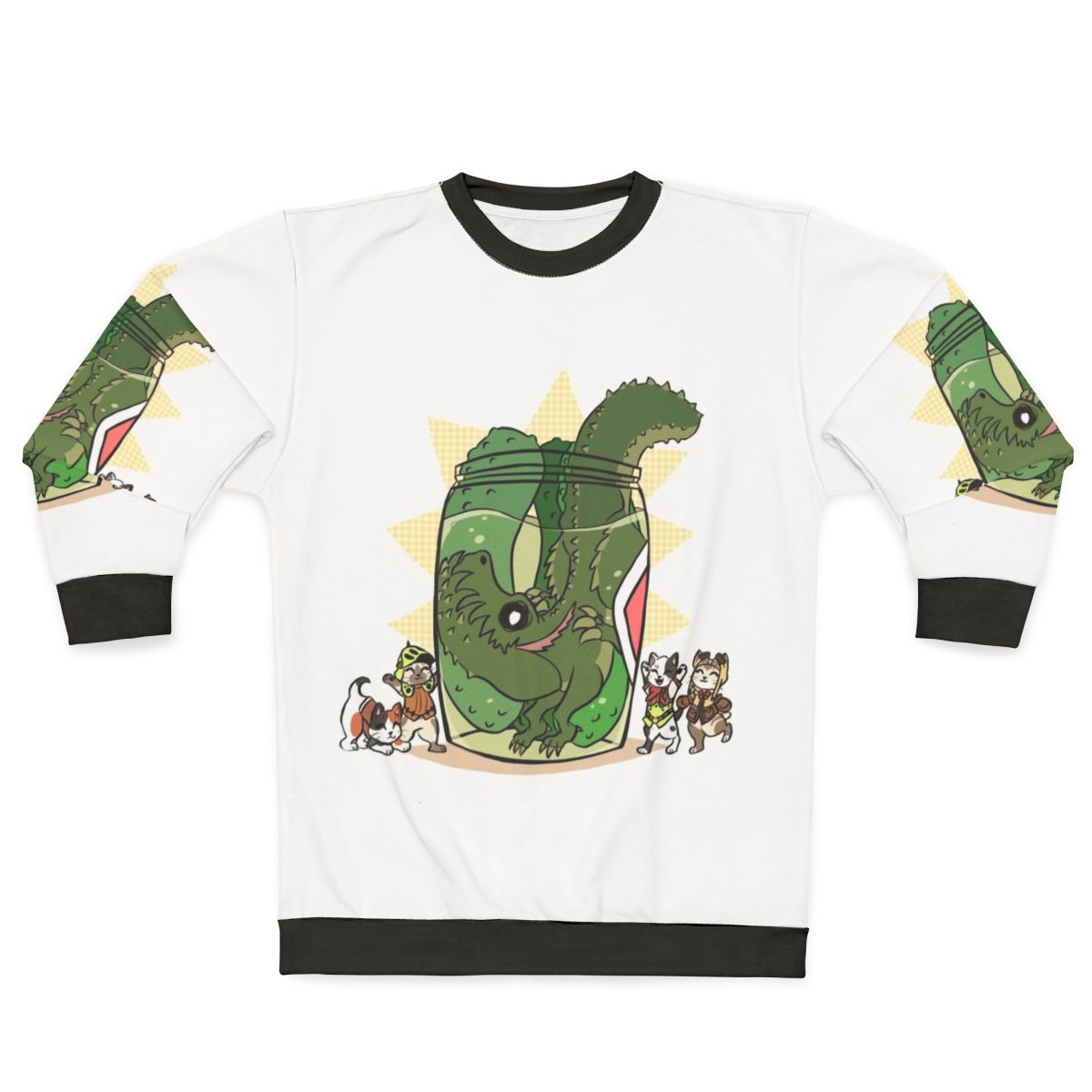 Cute Pickle Monster Sweatshirt featuring Deviljho from the Monster Hunter video game series