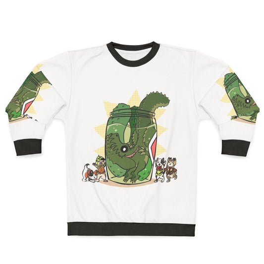 Cute Pickle Monster Sweatshirt featuring Deviljho from the Monster Hunter video game series
