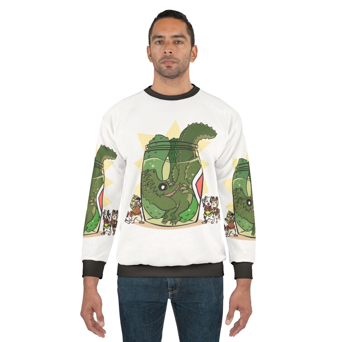 Cute Pickle Monster Sweatshirt featuring Deviljho from the Monster Hunter video game series