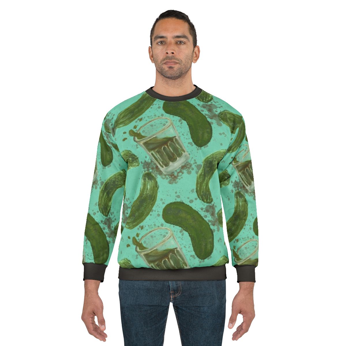 Aqua and green pickleback pattern sweatshirt