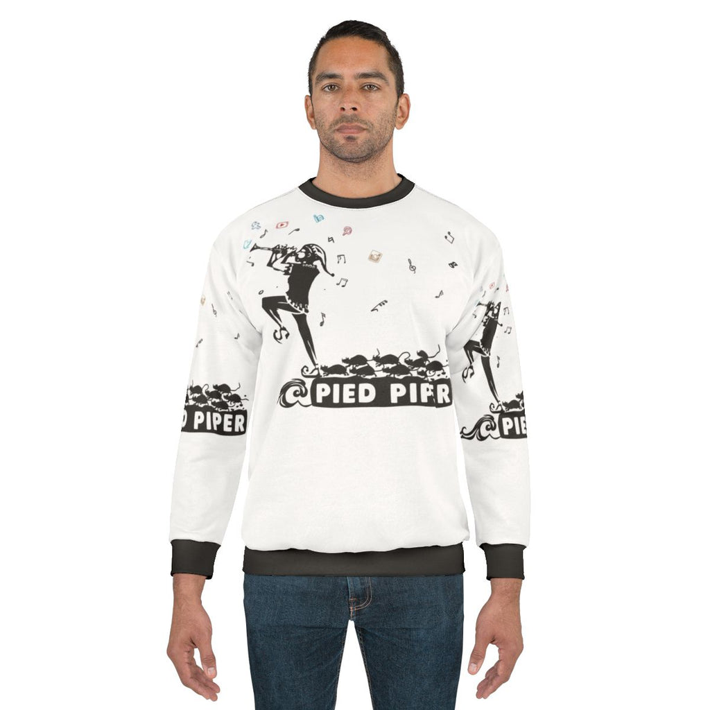 Pied Piper Sweatshirt with Fairy Tale Legend Motif