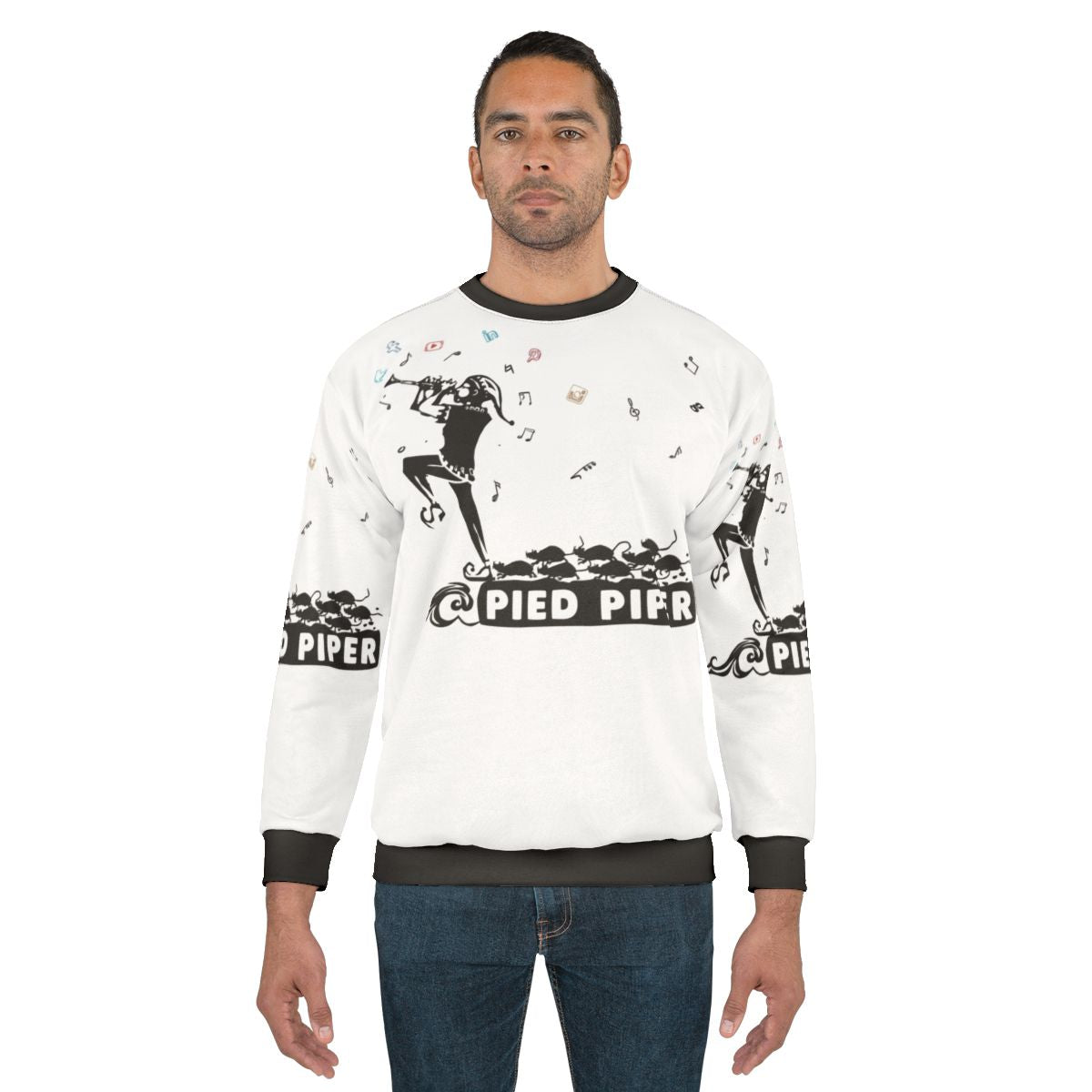 Pied Piper Sweatshirt with Fairy Tale Legend Motif