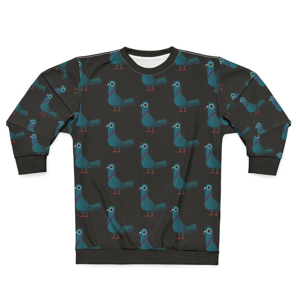 Colorful pigeon sweatshirt with a graphic design