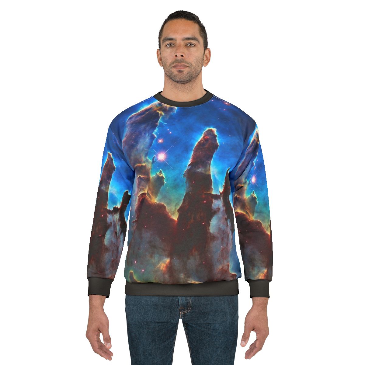 Pillars of Creation astronomy sweatshirt with space and nebula design