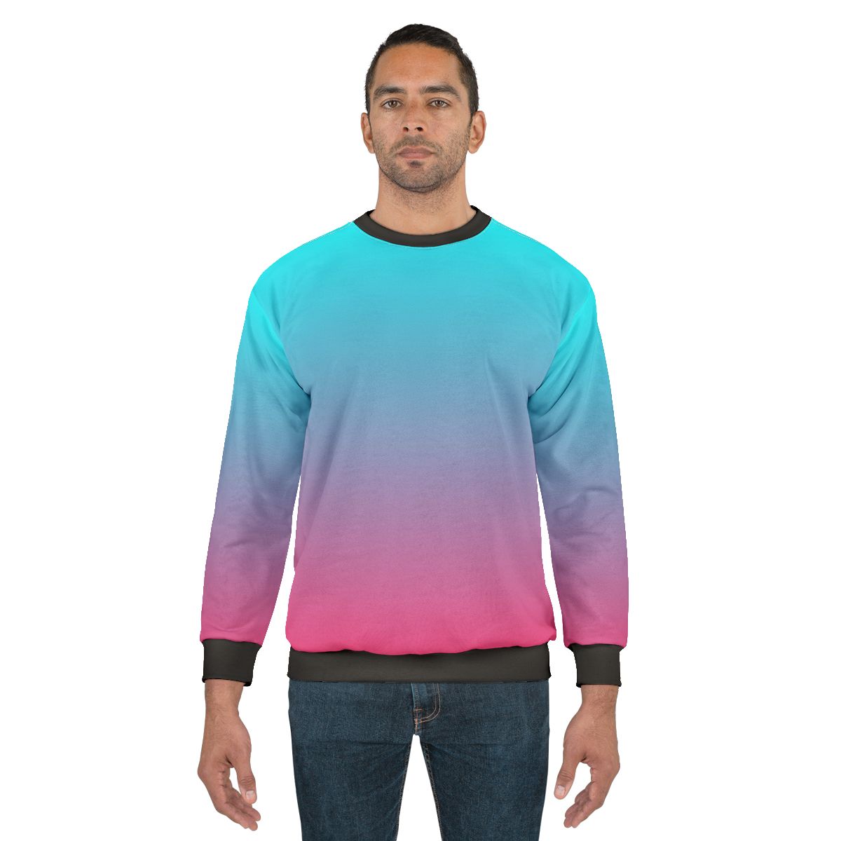 Soft Pastel Gradient Sweatshirt in Pink and Aqua