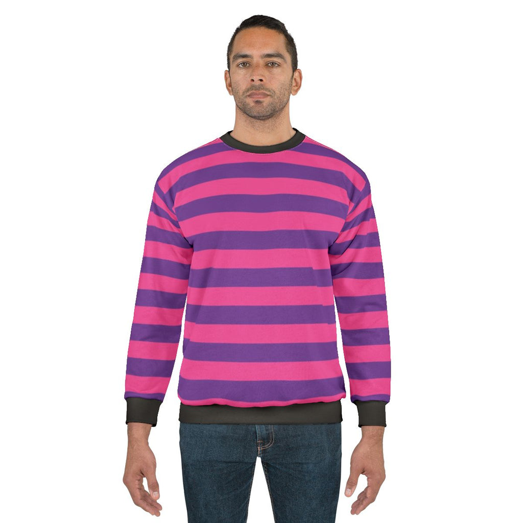 Cheshire Cat Striped Sweatshirt in Pink and Purple