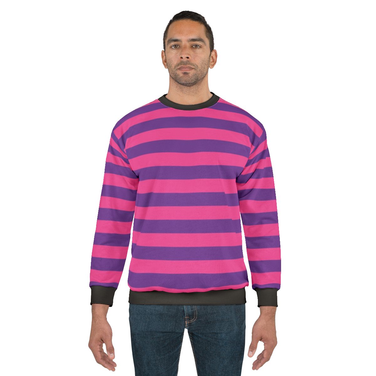 Cheshire Cat Striped Sweatshirt in Pink and Purple