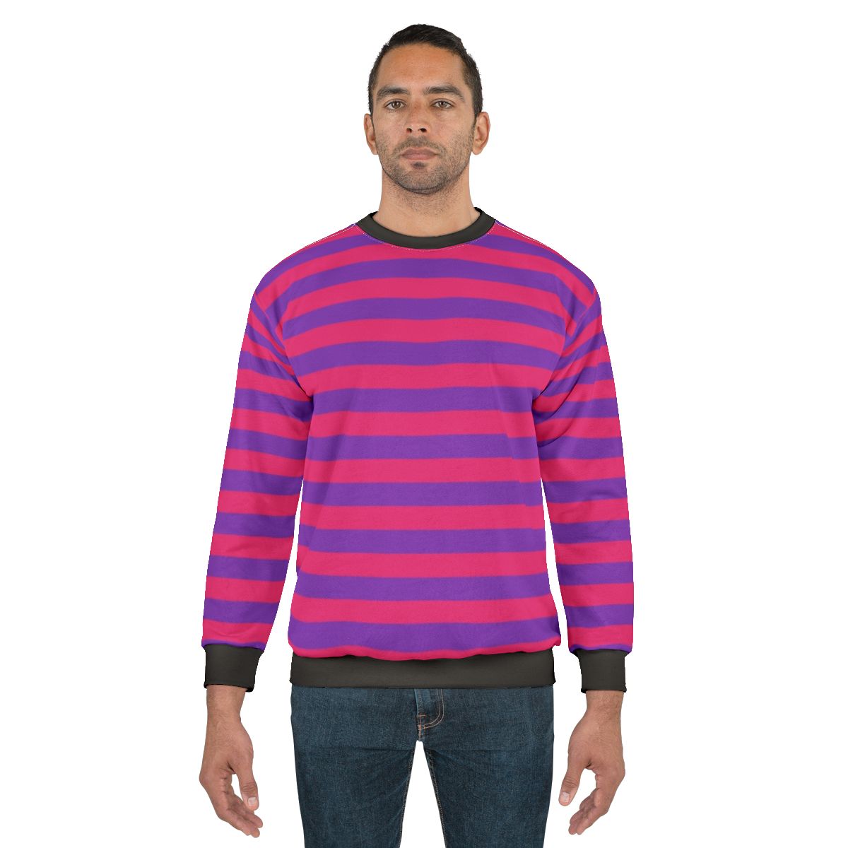 Pink and purple striped sweatshirt