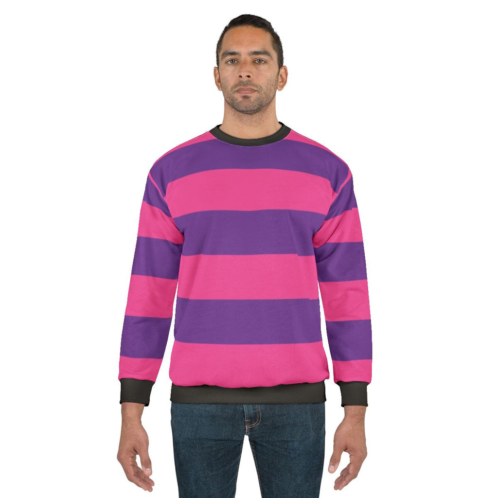 Pink and purple wide striped sweatshirt