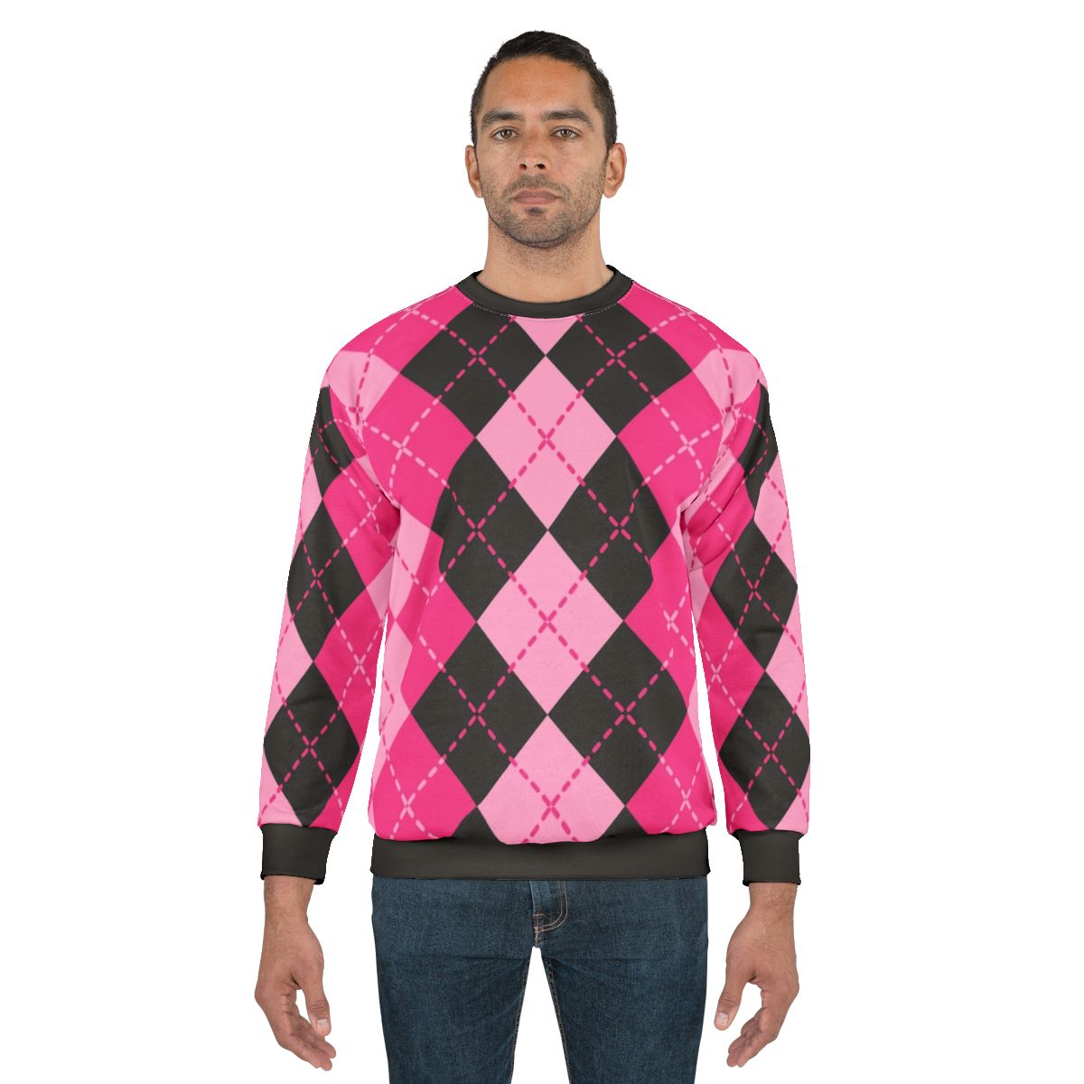 Pink argyle design sweatshirt