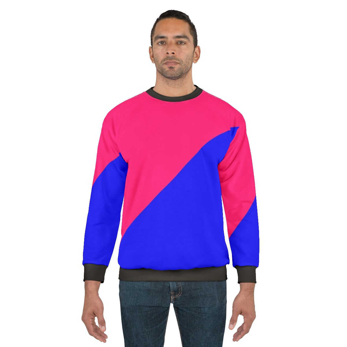 Colorblock pink and blue half and half sweatshirt