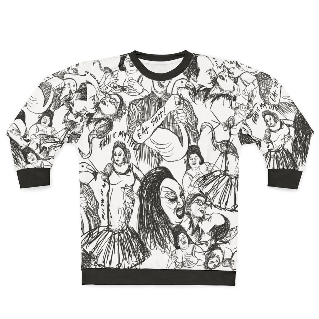 Pink Flamingos Sweatshirt with John Waters Inspired Graphic Design
