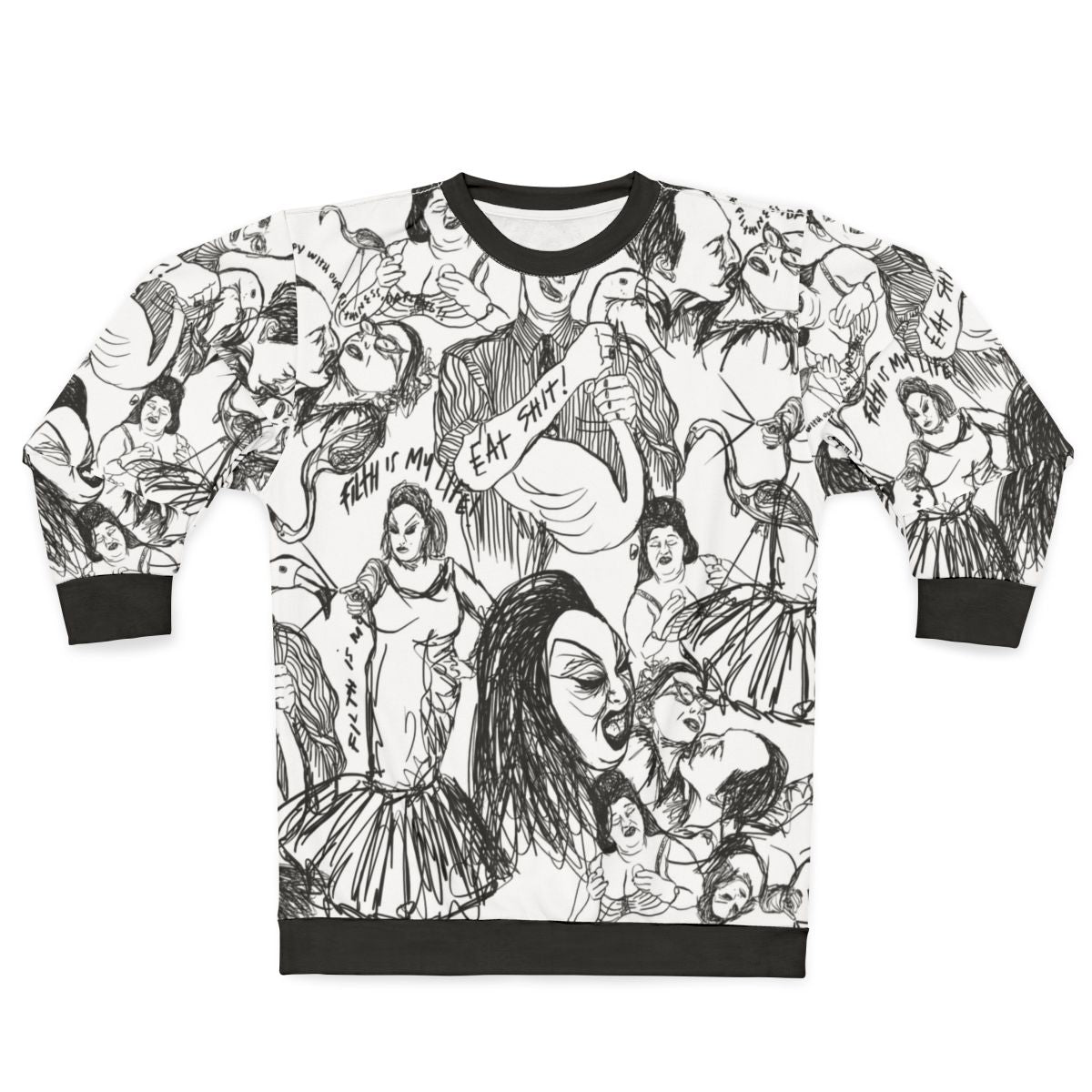 Pink Flamingos Sweatshirt with John Waters Inspired Graphic Design